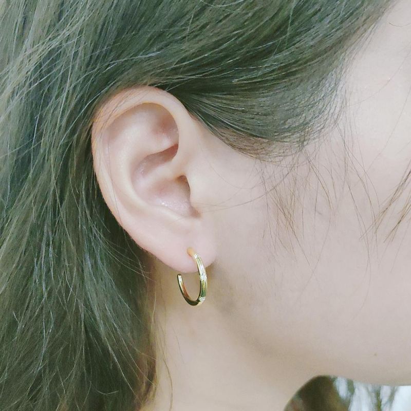 Wholesale S925 Sterling Silver Mini Zircon Gold Plated C-Shape Earrings for Women