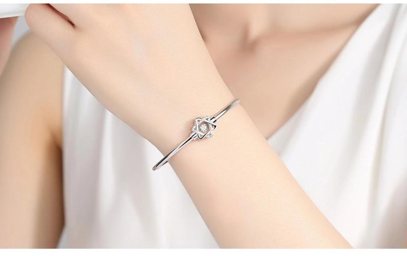 Fashion Six-Pointed Star Zircon Sliver Women and Men Bracelet