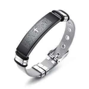 Fashion Design Lettering Religion Cross Stainless Steel Men Bracelet&#160;