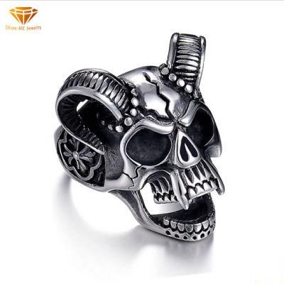 316L Stainless Steel Retro Skull Claw Ring Titanium Steel Punk Trend Satan Men&prime;s Ring Sgmr2621