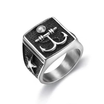 Personal Anchor Dumbbell Jewelry Ring for Man