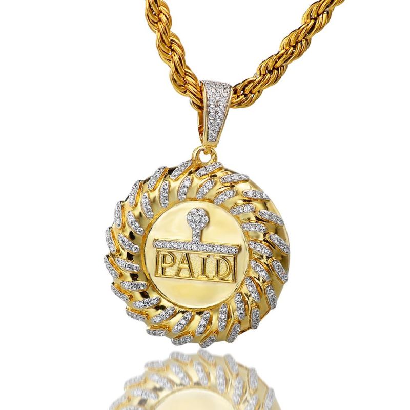 Wholesale Price 14K Gold Plated Zirconia Stone Brass Circle Pendant