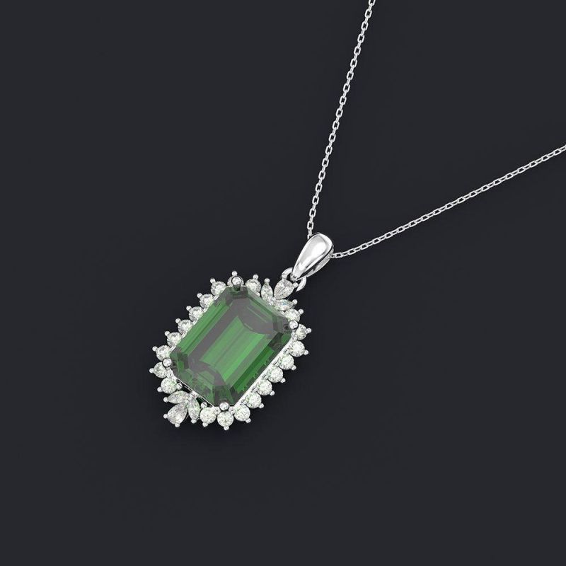 Gemstone Luxury Natural Gem Jewelry Emerald Pendant Necklace