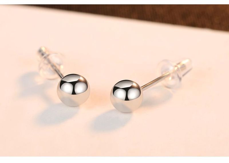 Real Silver Basic Stud Simple Style Women Earrings