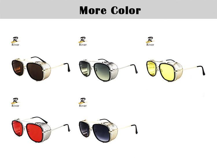 Retro Sunglasses Round Designer Metal Shields Luxury Sunglasses