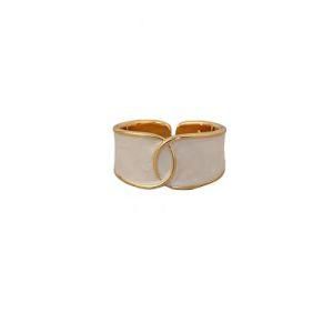 Intersecting Lines Enamel Gold Plated Open Ring Simplement Handmade 18K Gold Plated Lady Ring