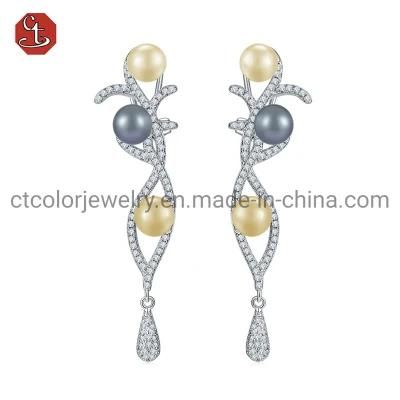 Fashion Imitation Jewellery 925 Sterling Silver Jewelry Design Stud Pearl Earrings Jewelry