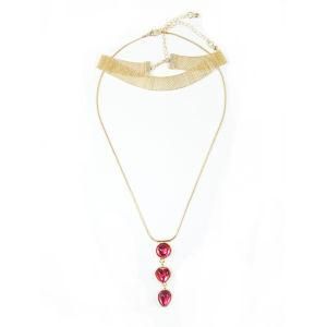 Fashion Retro Long Alloy Jewelry Necklace with Simulation Drill