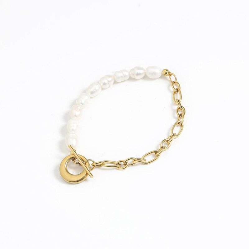 Manufacturer Customized Stainless Steel Jewelry 24K Gold Plated Jewelry Women′s Pearl Bracelet Bracelet