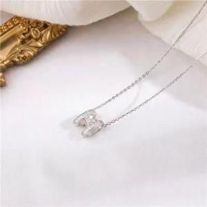 S925 Silver Clavicle Necklace Simple H Letters Set Diamond Cold Wind Personality Net Red Design Sense Ins Style