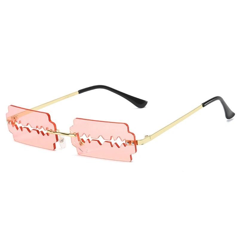 New Blade Styling Cool Personality Rimless Cut Sunglasses Trend Dazzle Color Sunglasses
