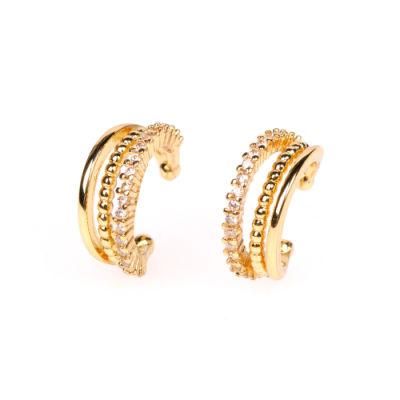 Fashion Non Pierced Gold Cuff Crystals 18K Gold Plated Earring