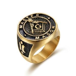 fashion Men&prime;s Gift Retro Jewelry Stainless Steel Gold Ring