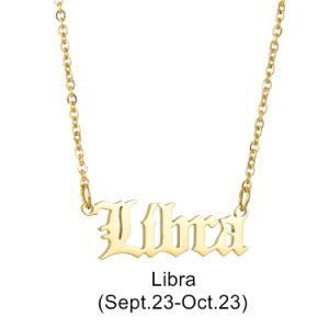 Wholesale Custom 12 Constellation Astrology Horoscope Star Jewelry 18K Gold Plated Stainless Steel Zodiac Sign Pendant Necklace