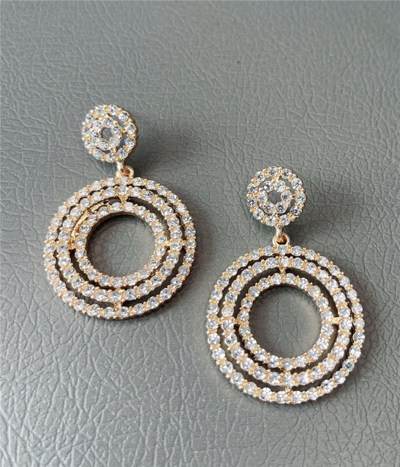 Manufacture Best Seller Style Sparkly Halo Drop Earrings in 18K Gold Plated