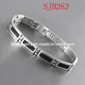 Fashion Men&prime;s Carbon Fiber Stainless Steel Bracelet (SJB263)