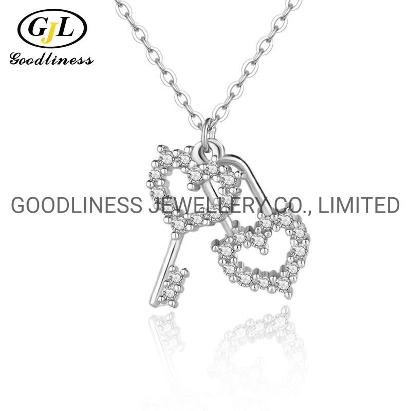 925 Sterling Silver Fine Jewelry Lock&Key Pendant Necklace