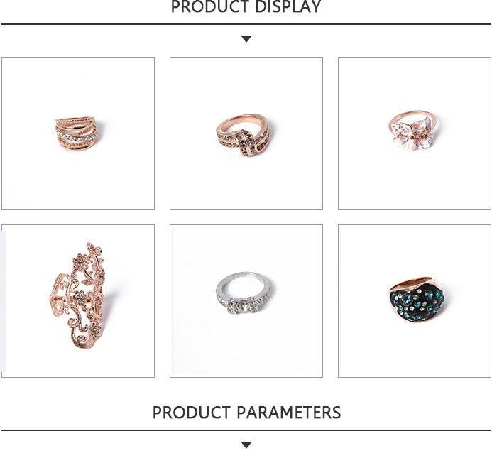 2020 Fashion Jewelry Rose Glod Ring with Transparent Blue Rhinestone