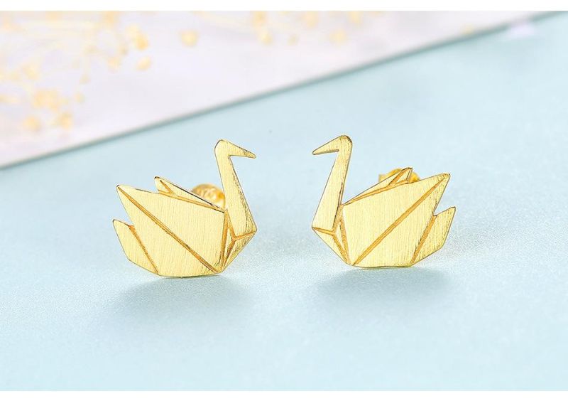 Golden and Sliver Thousand Paper Cranes Shape Ear Stud