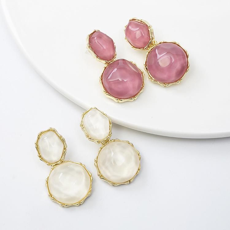 Fashion Jewelry Round French Earrings Vintage Resin Acrylic Irregular Earrings