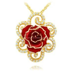 Zone Bit Red 24k Gold-Plated Necklace (XL040)