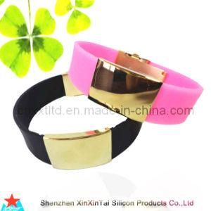 Fashion Silicone Bracelet with Gold Plate (XXT10018-7)