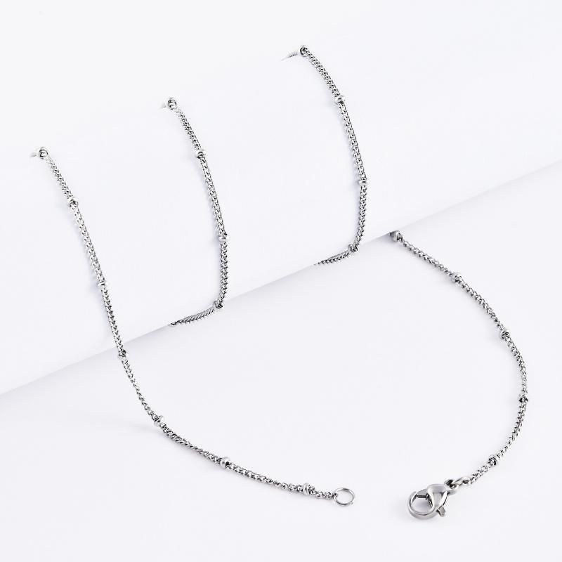 Delicate Gold Plated Curb Necklace with Beaded Ball Satelite Chain Necklace for Women Girls Ladies