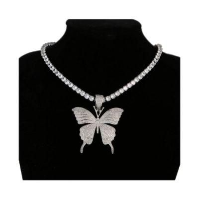 Rhinestone Choker Jewelry Diamond Butterfly Charm Tennis Necklace Women