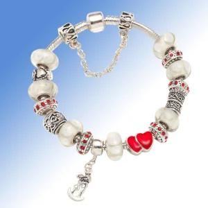 Fashion Beautiful Valentine&prime;s Day Gifts Love Kiss Silver Plated Charm Beads Bracelet (G61)