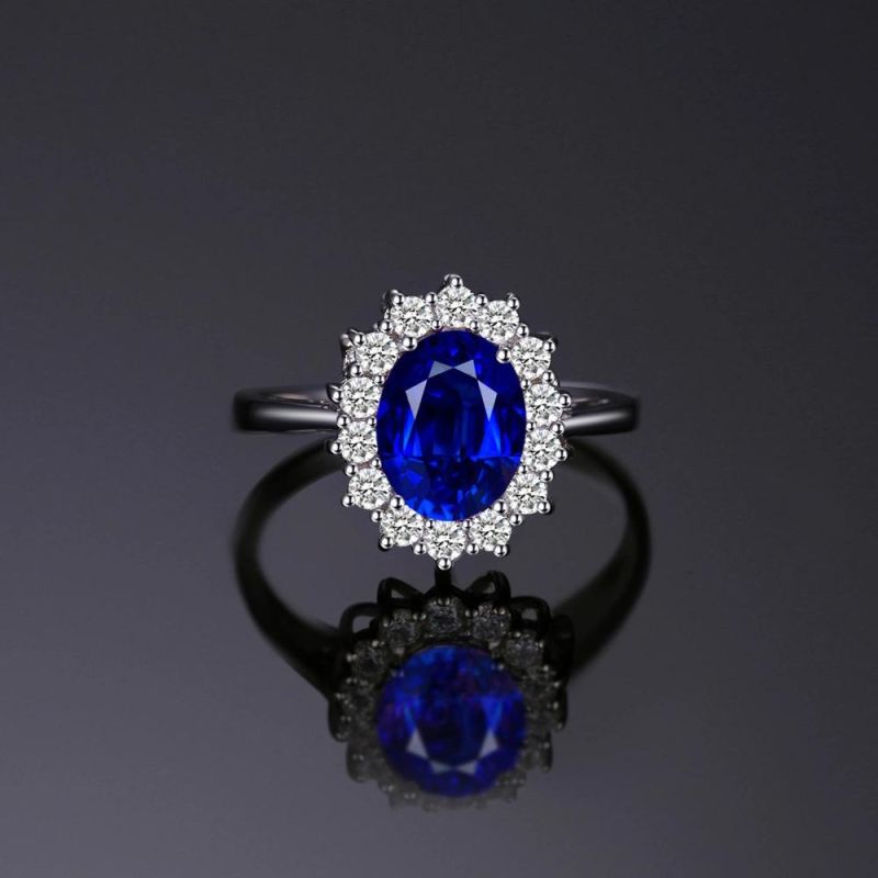 Women Jewelry Blue Sapphire Gemstone Ring 925 Sterling Silver Ring