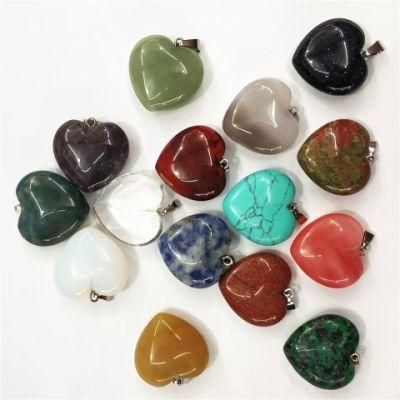 Natural Quartz Stone Gemstone Heart Rock Healing Point Chakra Pendant Necklace
