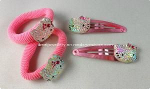 Cute Kid&prime;s Hair Accessories- Hello Kitty Hair Clips and Hair Elastic for Children