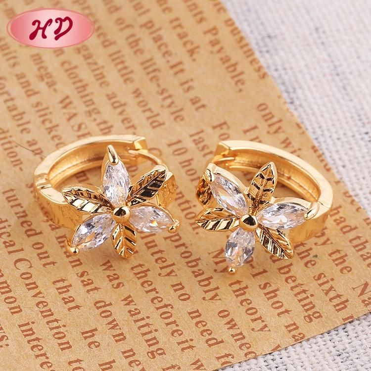 Latest Designs Wedding Colorful Crystal 18K Rose Gold Earrings