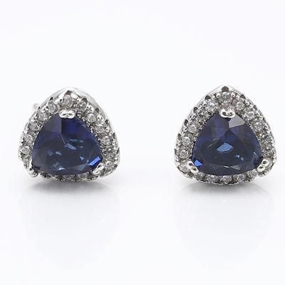 2022 New Fashion Jewelry 925 Sterling Silver Shiny Gemstone Stud Earrings Jewelry for Ladies