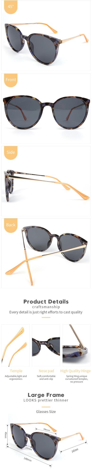 Latest Fashion Sun Glasses Custom Logo Retro Women Polarized Vintage Sunglasses