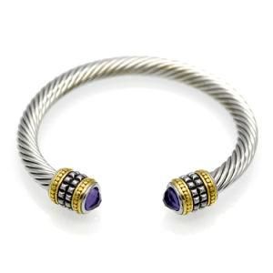 Custom Made Stainless Steel Cable Crystal Bracelets and Amethyst Bracelet