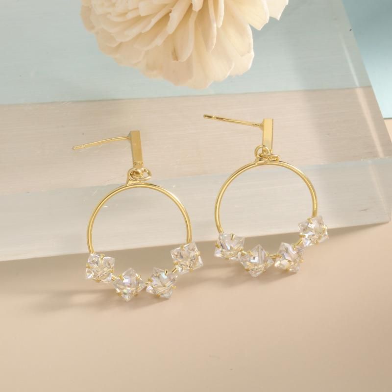 925 Silver Pin Crystal Zirconia Long Earrings
