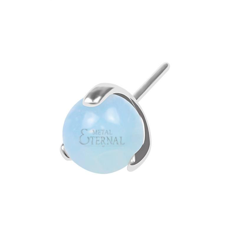 Eternal Metal ASTM F136 Titanium Threadless Labret with Prong Set Opalite Stone Piercing