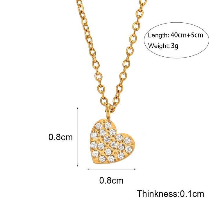 Manufacturer Customized Fashion Jewelry Ins Fashion Simple Temperament Versatile Necklace Jewelry Stainless Steel Zircon Love Pendant Necklace