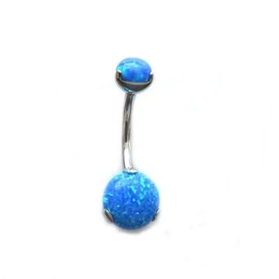 ASTM F136 Tianium Internal Threaded Synthetic Opal Navel Ring Belly Button Ring Body Piercing Jewelry