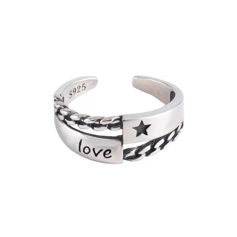 Classic Style Silver Women Ring Adjustable Size for Men and Women