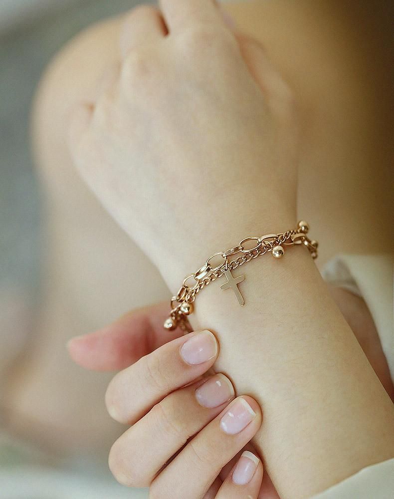Stainless Steel Jewelry Women Bracelet Cross Design