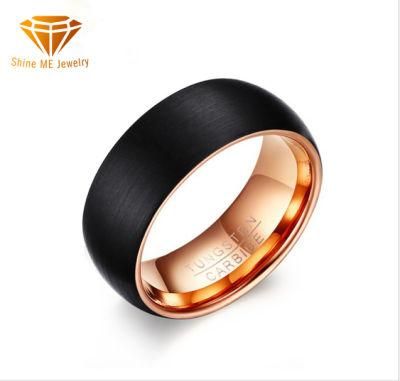 Factory Wholesale European and American Fashion Jewelry Wholesale 8mm Tungsten Steel Ring Black Rose Gold Tst8133