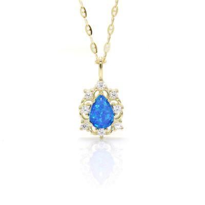 Lab Opal Necklace 925 Sterling Silver Gold Plated Gold Hot Selling Style Women&prime; S Jewelry