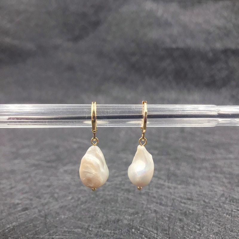 Baroque Irregular Freshwater Pearl Ear Pendant Copper Plating Earrings Jewelry