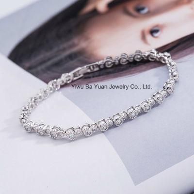 Round Cut Cubic Zirconia White Gold Plated Tennis Bracelet for Women Girls Jewelry Gifts