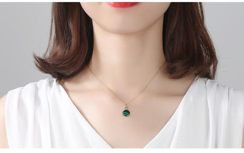 Fashion 925 Sterling Silver Jewelry Charm Necklace with Malachite