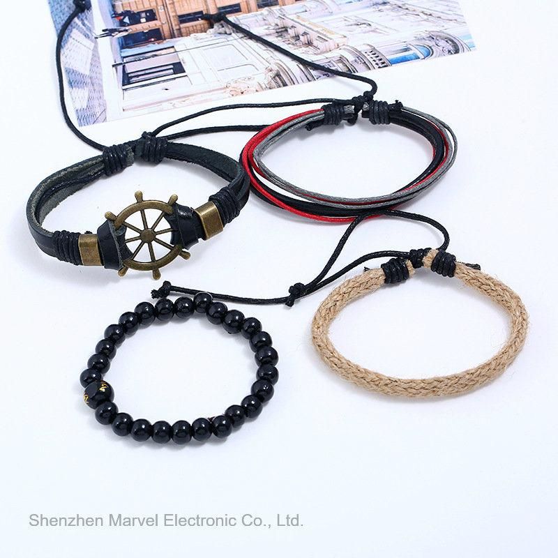 Leather Bracelets for Woman Men Multilayer Bracelet Vintage Handmade Wristband Jewelry