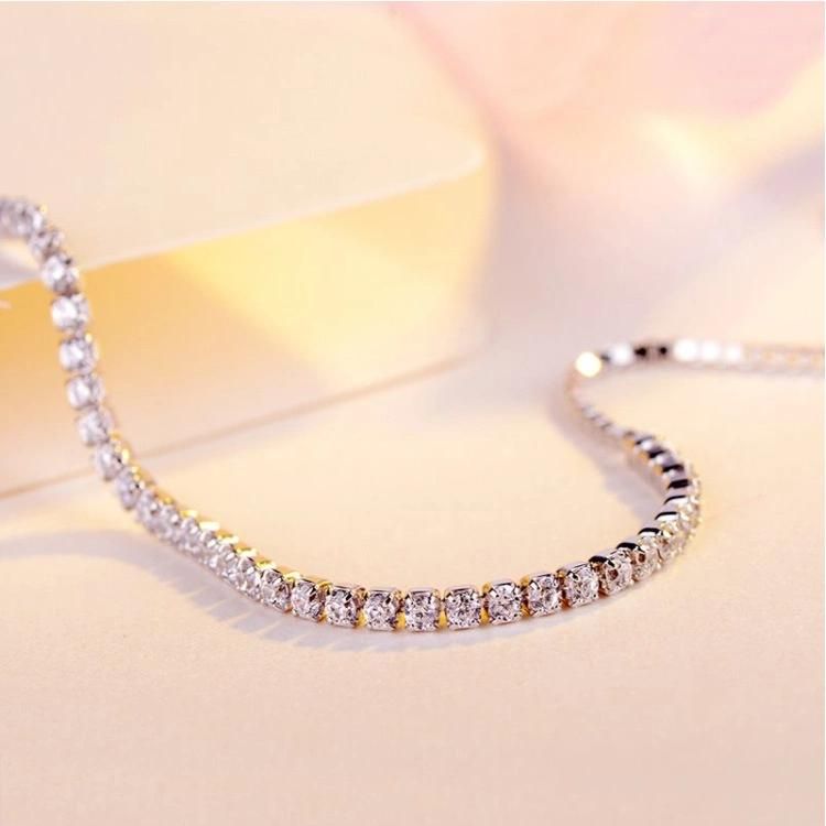 Shining 18K Gold Plated Tennis Bracelet with Rhinestone Cubic Zircon Stone Diamond Bracelet as Gift