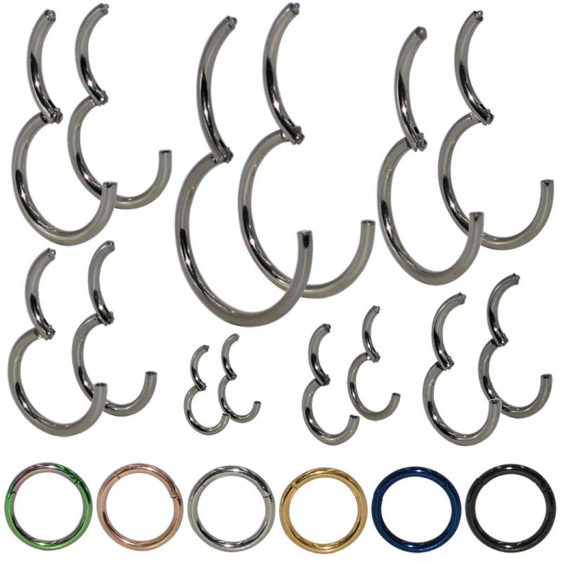 Fashion Jewelry G23 Titanium Piercing Jewelry Nose Ring Cross-Border Seamless Earrings Multi-Color Hinged Segment Rings Tp1912